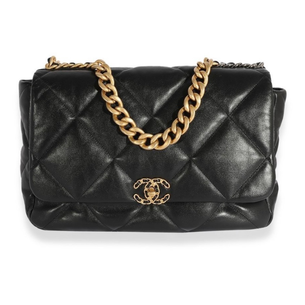Chanel 19" lamb skin quilted medium bag